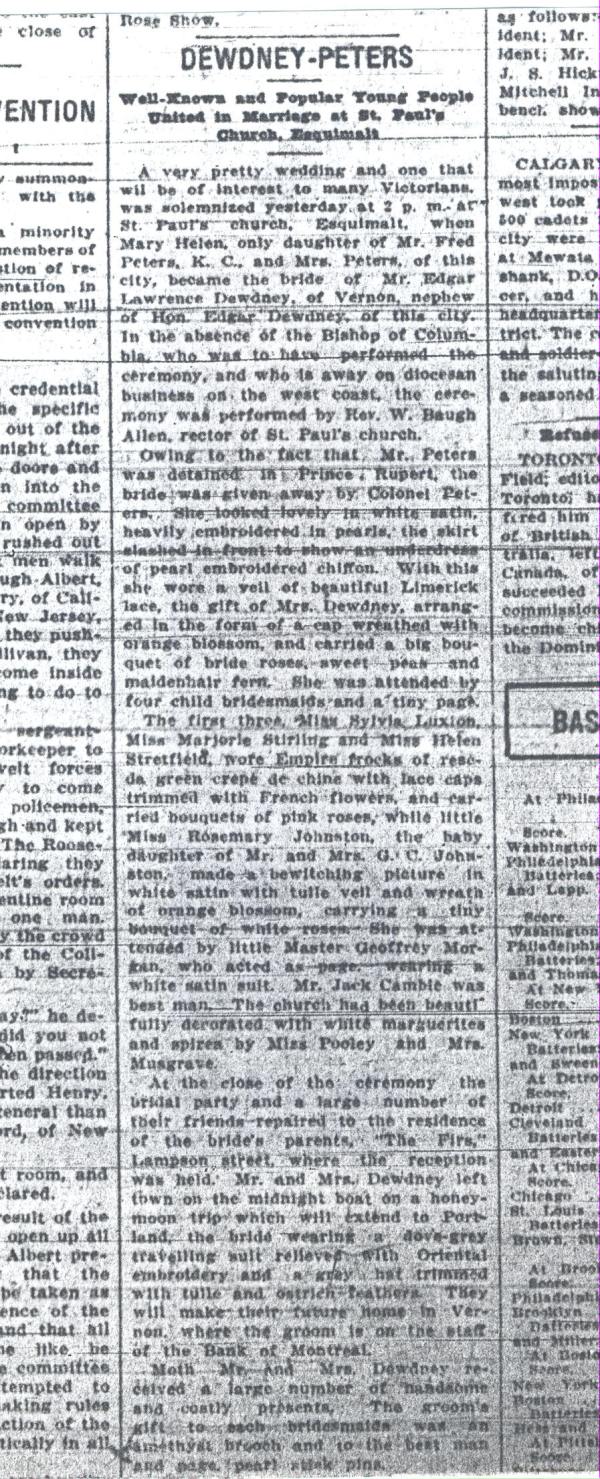 Victoria newspaper report of her wedding