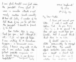 page 1 and 4 of 1916 letter from Fritz