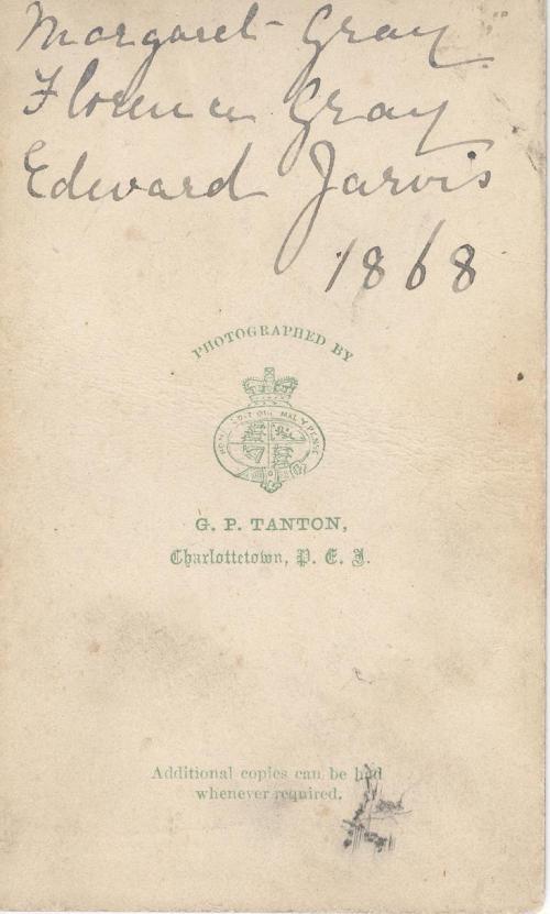 back of pic of edward jarvis and marg and florence gray 001