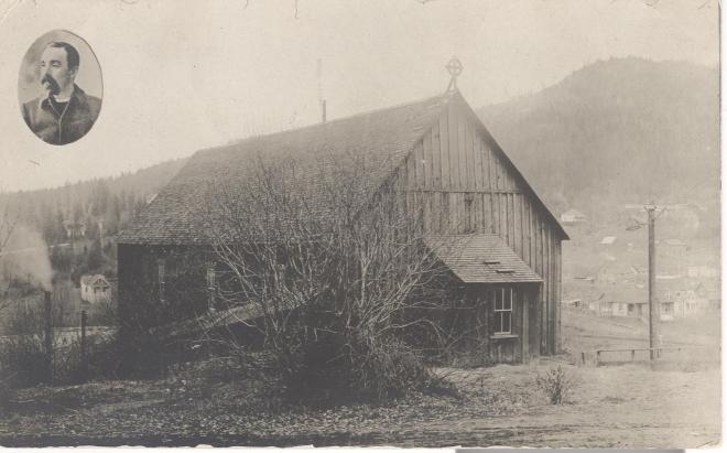 father pat card with old church in rossland 001