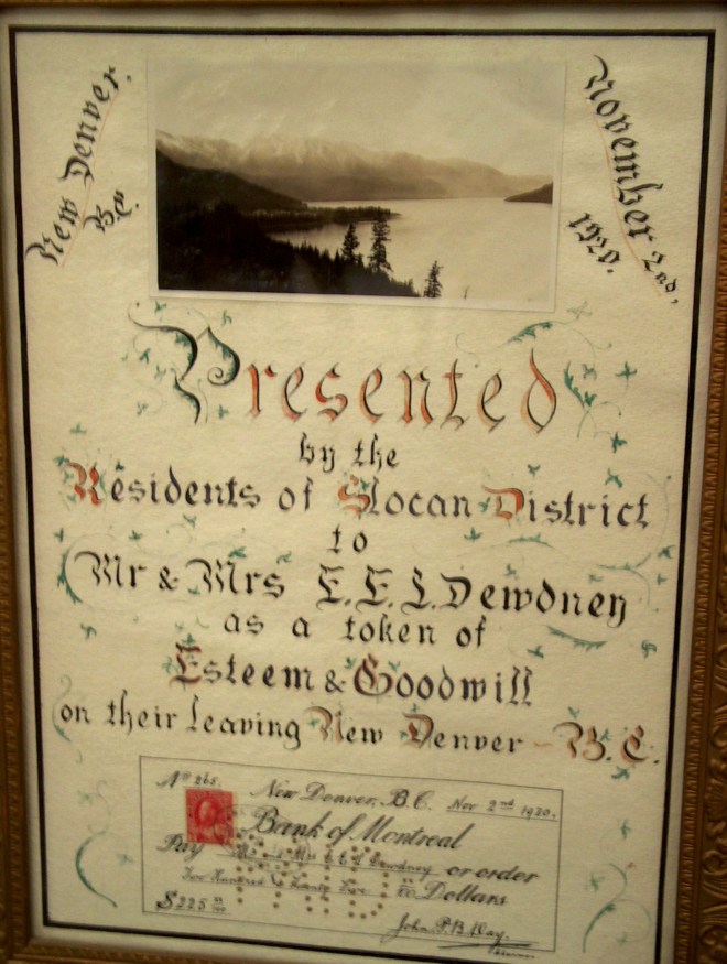 plaque on ted and helen leaving new denver in 1920