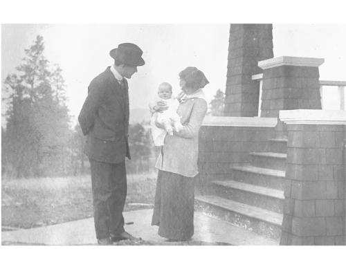 ted and helen at doorstep of vernon home