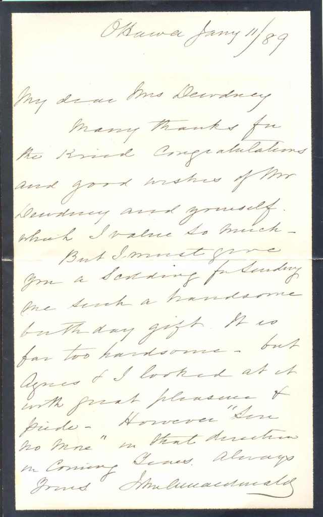 jane dewdney letter from john a macdonald