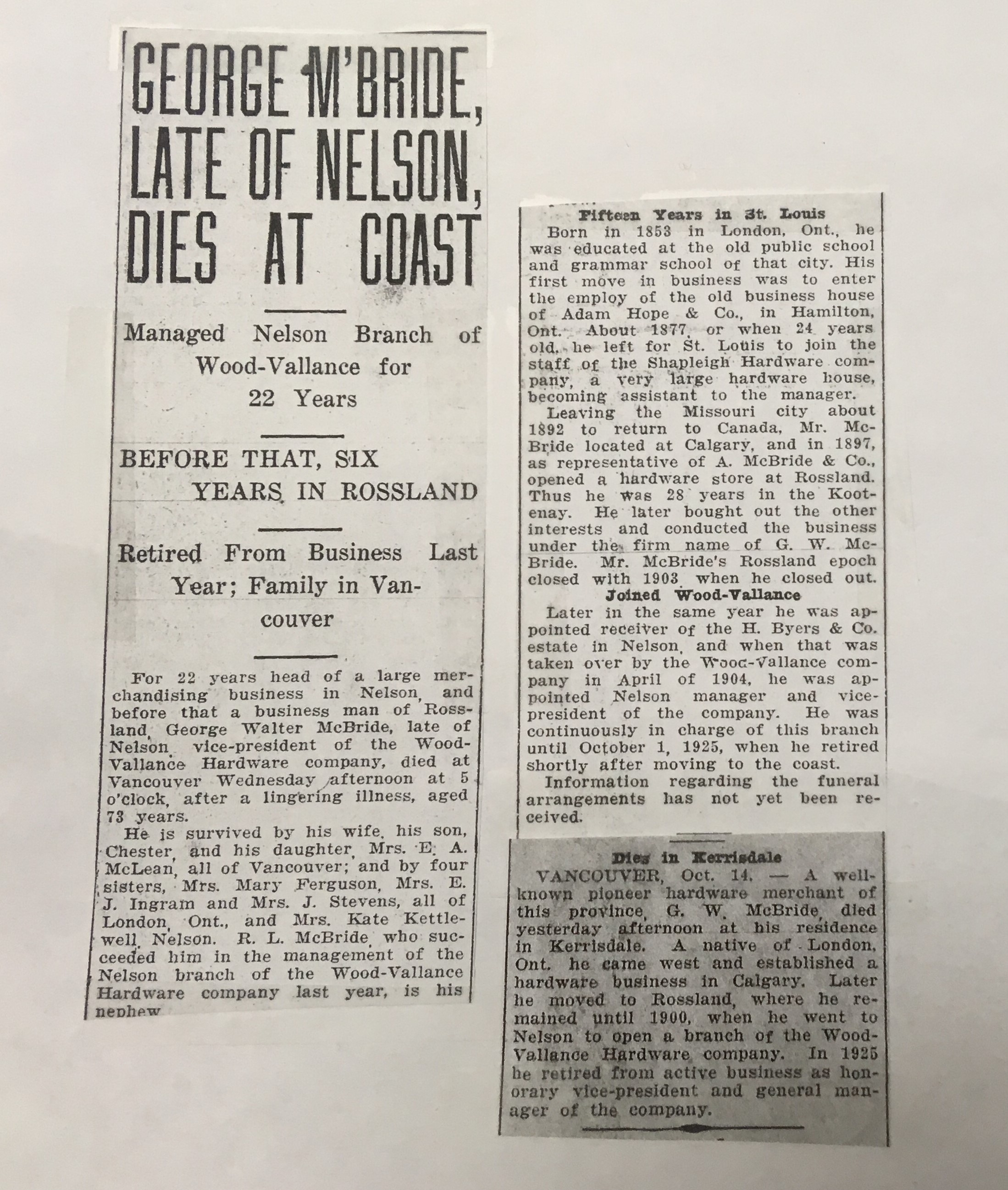 gw mcb died oct 13 1926